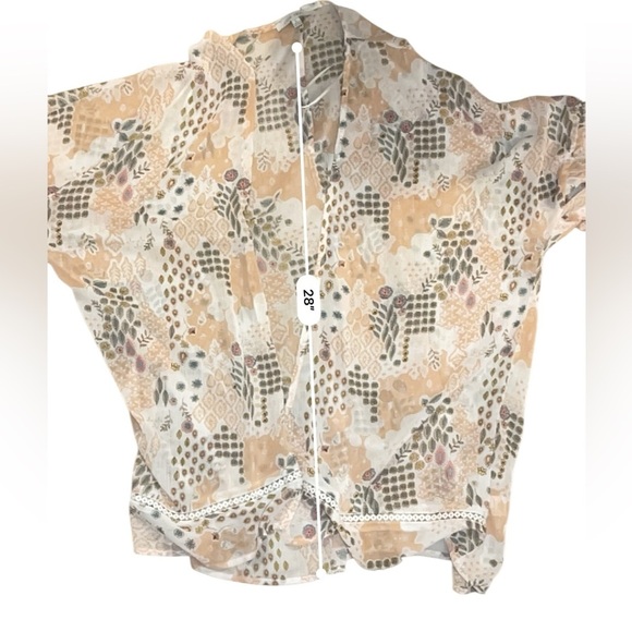 Love Tree kimono cover up sheer boho mid length ruffled sleeve large - Picture 10 of 10